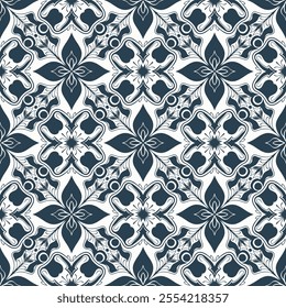 Handcrafted Azulejos Ceramic Tile Designs Collection with Traditional Blue Floral Style and Geometric Patterns – Seamless Intricate Vectors for Elegant and Unique Home Decor.