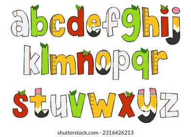 Handcrafted Back To School Letters. Color Creative Art Typographic Design