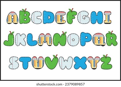 Handcrafted Back To School letters color creative art typographic design