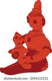 A handcrafted Bengali clay figurine of a mother and child, inspired by Tepaputul folk art. A vibrant, cultural symbol of love, tradition, and heritage, perfect for artistic and decorative themes.