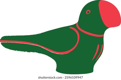 A handcrafted Bengali clay parrot illustration, inspired by traditional Tepaputul folk art. Vibrant, decorative, and cultural vector perfect for festivals, crafts, and regional artwork.