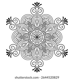 Handcrafted Bloom Mandala of Soft Harmony coloring book page