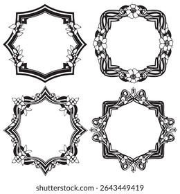 Handcrafted Botanical Vintage Decorative Floral Frames Vector Collection
