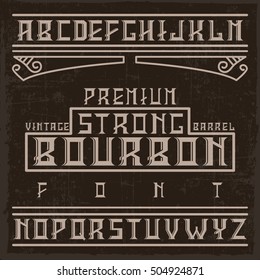 Handcrafted bourbon font with decorations