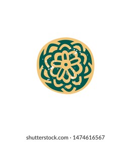 Handcrafted ceramic dish or plate an element of kitchen crockery and tableware flat vector illustration isolated on white background. Rustic clay pottery object decorated.