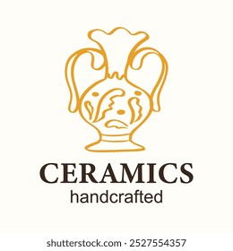 Handcrafted Ceramics Pottery Handmade Manufacture Logo Design Template. Vector Illustration