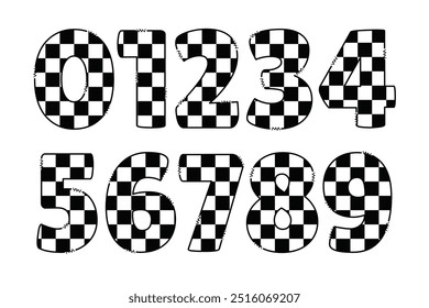 Handcrafted Checkerboard number color creative art typographic design