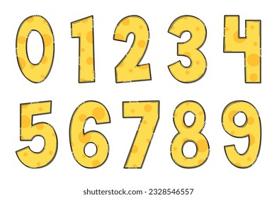 Handcrafted Cheese Numbers. Color Creative Art Typographic Design