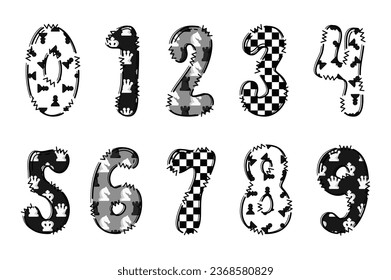 Handcrafted Chess number color creative art typographic design