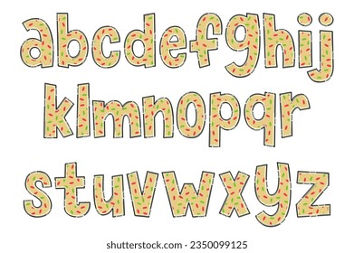 Handcrafted Christmas Cookie Letters. Color Creative Art Typographic Design