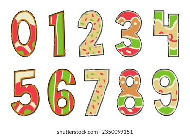 Handcrafted Christmas Cookie Number. Color Creative Art Typographic Design