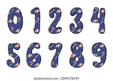 Handcrafted Christmas number color creative art typographic design