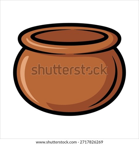 Handcrafted clay pot isolated vector illustration on white background