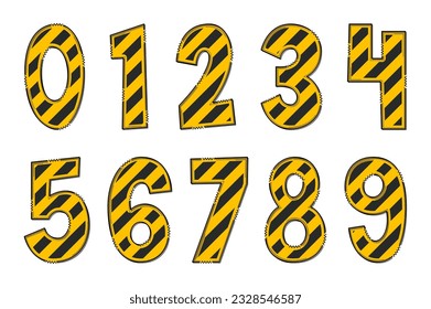 Handcrafted Construction Line Numbers. Color Creative Art Typographic Design