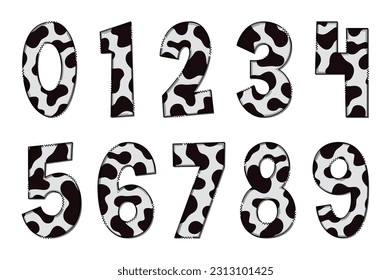 Handcrafted Cow Texture Letters. Color Creative Art Typographic Design