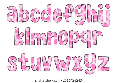 Handcrafted Cow Texture Letters. Color Creative Art Typographic Design