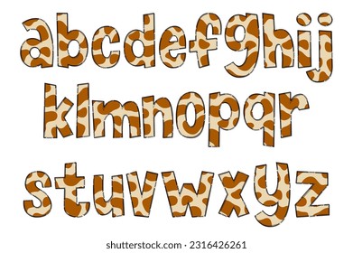 Handcrafted Cow Texture Letters. Color Creative Art Typographic Design