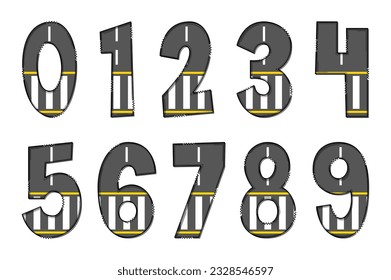 Handcrafted Crosswalk Numbers. Color Creative Art Typographic Design