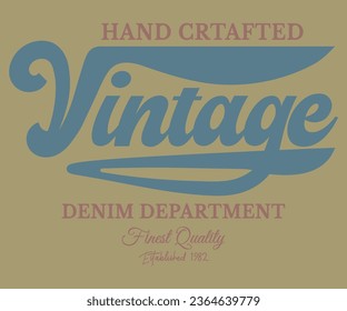 Departamento de Denim artesanal Editable para camiseta gráfica o sudadera - Vector