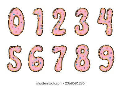 Handcrafted Donut number color creative art typographic design