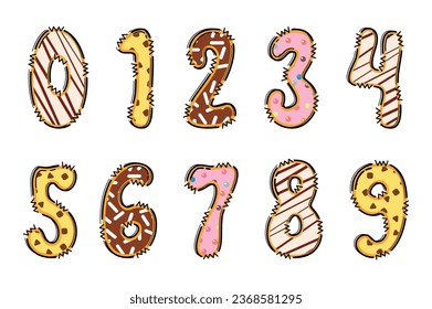 Handcrafted Donut number color creative art typographic design