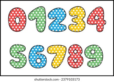 Handcrafted Dots number color creative art typographic design