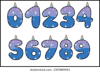 Handcrafted Fairy Tale number color creative art typographic design
