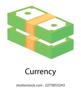 A handcrafted flat icon of currency 