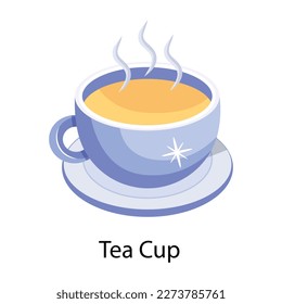 A handcrafted flat icon of tea cup