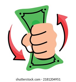 A handcrafted flat sticker of money back 