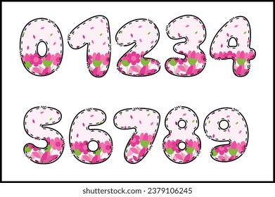 Handcrafted Flora number color creative art typographic design