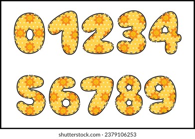 Handcrafted Flora number color creative art typographic design