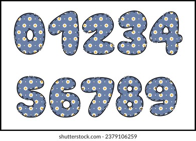 Handcrafted Flora number color creative art typographic design