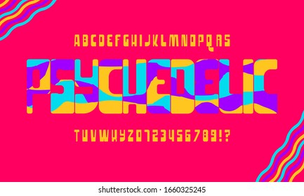 Handcrafted font. An alphabet in the style of 1960s psychedelic posters and album covers