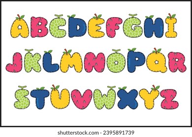Handcrafted Fruity letters color creative art typographic design