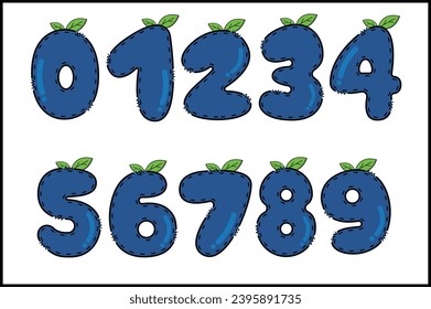 Handcrafted Fruity number color creative art typographic design