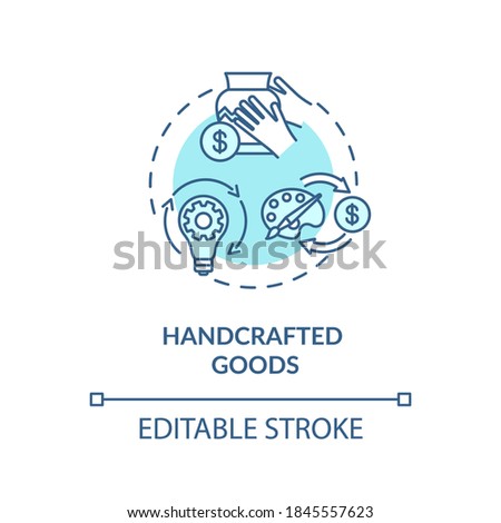 Handcrafted goods concept icon. DIY store, on demand business model idea thin line illustration. Selling homemade pottery and art products. Vector isolated outline RGB color drawing. Editable stroke