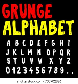 Handcrafted grunge alphabet script font. Hand drawn ABC lettering and typography typeface 