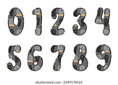 Handcrafted Halloween number color creative art typographic design
