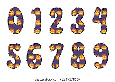 Handcrafted Halloween number color creative art typographic design