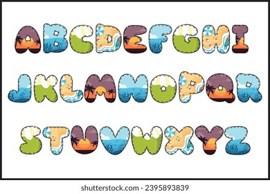 Handcrafted Hello Summer letters color creative art typographic design