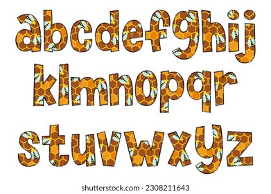 Handcrafted Honeycomb Letters. Color Creative Art Typographic Design