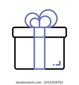 Handcrafted icon of gift box, isolated on white background