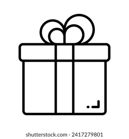 Handcrafted icon of gift box, isolated on white background