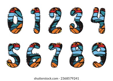 Handcrafted Insect number color creative art typographic design