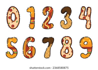 Handcrafted Junk Food number color creative art typographic design