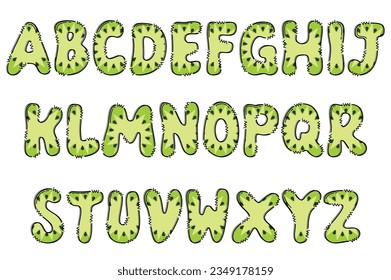 Handcrafted Kiwi Fruit letters color creative art typographic design