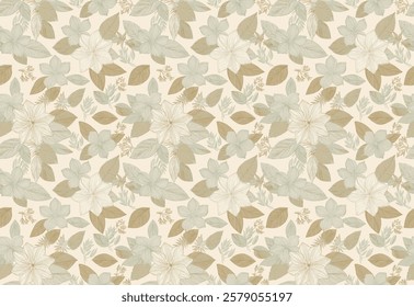 Handcrafted Leaf and Flower Design with Elegant Curves and a Sophisticated Color Palette on a Light Backdrop.