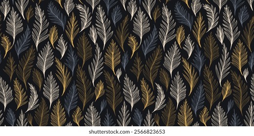 Handcrafted Leaves, Leaf, illustrations with refined textures, ideal for trendy backdrops, wallpapers, and gift wraps.