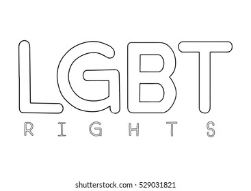 Handcrafted logotype for LGBT community. Black outline letters on white background. Vector illustration.